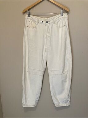 Buckley White High-Waist barrel Cropped pants Sz L